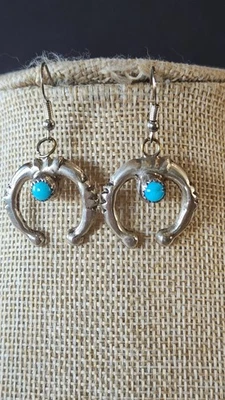 Pendientes Vintage Nativo Americano T Yazzie Mini Naja Plata Esterlina con Turquesa  Foto 1 de 4