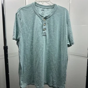 T-shirt uomo Sonoma verde Henley XL manica corta misto cotone slub casual - Foto 1 di 2
