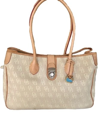 Bolso de Mano Dooney & Bourke Doble Mango Largo DB Lona Beige/Tostado/Marrón Grande Foto 1 de 4