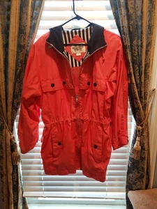 Impermeable Mulberry Street Naranja Mujer M Cremallera Frontal Capucha Chaqueta Cordón De Colección - Imagen 1 de 10