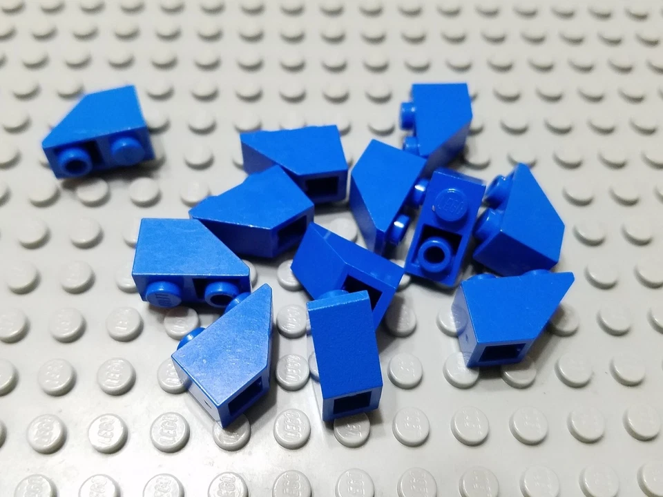 LEGO Lot of 12 Blue 2x1 Inverted Slope Pieces - Image 1 of 1