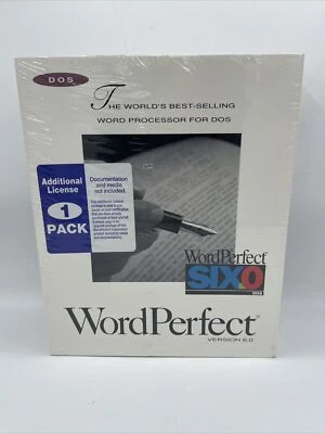 Word Perfect Version 6.0 DOS SEALED.  Additional License 1 Pack. - Image 1 of 4