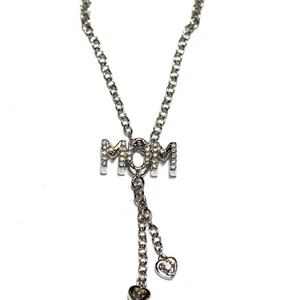 New 925 sterling silver .11ct diamond SI1 G MOM pendant necklace 3.7g 17" - Picture 1 of 6