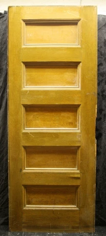 30"x83"x1.75" Antique Vintage Old Oak Solid Wood Wooden Interior Door 5 Panels Cover
