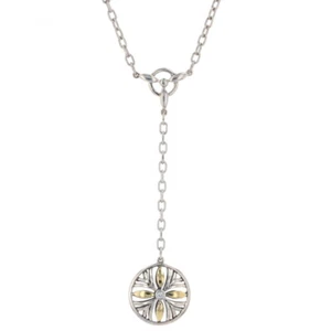 New Flower Drop Pendant Necklace Diamond Sterling Silver 18k Gold 16"-18" Floral - Picture 1 of 9