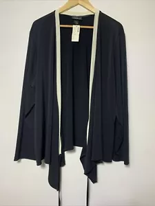 Lane Bryant Damen-Top-Cardigan offene vordere Abdeckung gestreift Größe 22/24 neu schwarz - Bild 1 von 3