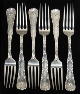 TIFFANY & CO WAVE EDGE (6) STERLING SILVER 8" DINNER FORK - Picture 1 of 4
