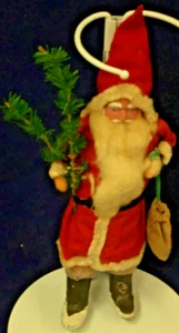 1950er Jahre Vintage Japan Weihnachtsmann mit Federbaum und Tasche auf Schlittschuhen 9" - Bild 1 von 8