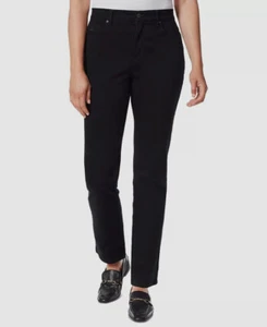 Gloria Vanderbilt Women's Black Straight-Leg Amanda Jeans Pants Petite Size 6P - Picture 1 of 2