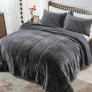 Faux Fur Queen Comforter Set - Super Soft & Warm Plush Shaggy Bed Comforter, ... - Picture 1 of 7
