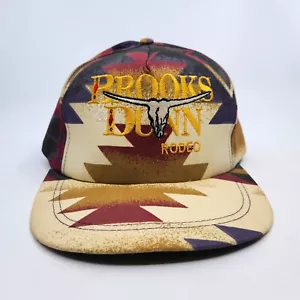 De colección 1990 Brooks & Dunn Rodeo Azteca Suroeste Gorra Sombrero EE. UU. Correa Trasera - Imagen 1 de 12