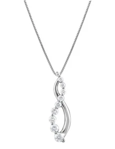 Unique Moments 1/4 CT Lab Grown Diamond Sterling Silver Journey Pendant Necklace - Picture 1 of 11