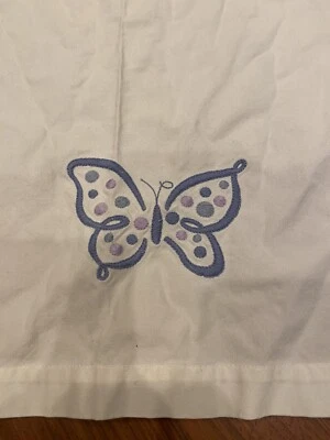 Vintage Pottery Barn Butterfly Hand Tea Kitchen Towel Purple Blue White Pristine - Image 1 of 4