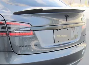 Carbon Tesla Model S Trunk Deck Lip Spoiler V Type Sedan 70 70D 85 85D P85D - Picture 1 of 4