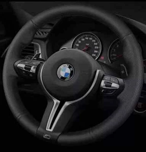BMW Leather Steering Wheel Cover F30 F32 F80 M3 M4 MSport BLACK THREAD - Picture 1 of 2
