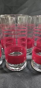 Juego De Colección De 8 Vasos Libbey Rojo Rayas Transparentes 16 Oz Enfriador Beber NUEVO MCM - Imagen 1 de 7
