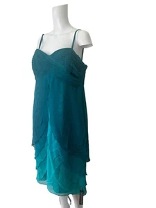 DEBENHAMS Dress Size Large 16 SILK Teal Blue Occasional Womens NEW EU44 RRP £120 - Picture 1 of 13