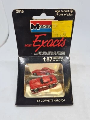 1989 Monogram Mini Exacts 1963 Corvette Hardtop Red 1:87 HO Scale New + Sealed - Image 1 of 4