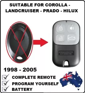 1 x REMOTE FOB SUITABLE FOR TOYOTA PRADO LANDCRUISER HILUX COROLLA 1999 - 2007 - Picture 1 of 4