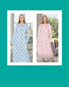 Ladies Plus Sizes MEDIUM - 4XOS FLOWER Night Shirt FLEECE Pyjamas - Picture 1 of 10