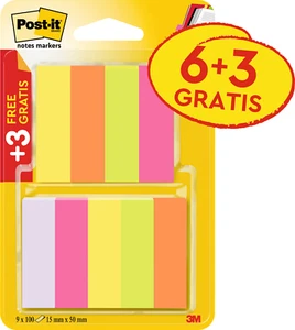 Post-it Haftstreifen Page Marker Promotion 6 x 100 + 3 x 100 gratis neonfarben - Bild 1 von 4