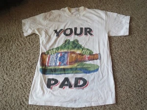 Mens Vintage 90s Budweiser Frog Your Pad Or Mine Parody Promo T-shirt XL White - Picture 1 of 8
