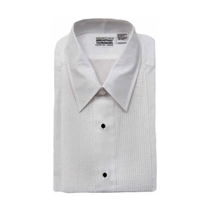 Boys White Tuxedo Shirt with Lay Down Collar, 1/8" Pleats - Picture 1 of 2