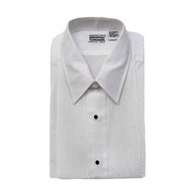 Boys White Tuxedo Shirt with Lay Down Collar, 1/8" Pleats - Image 1 of 2