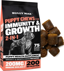 Bully Max 2-In-1 Puppy Treats Soft Chews for Immunity & Growth - Dog Vitamins & - Picture 1 of 12