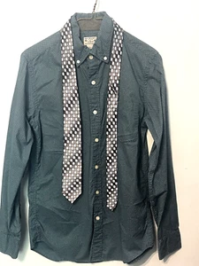 J.Crew 100 % Baumwolle Langarm Hemd mit Krawatte türkis Punkte XS (13-13,5") - Bild 1 von 11