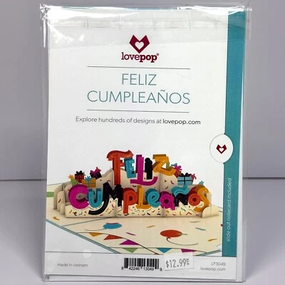 Lovepop Cards Beautiful Pop-Up 3-D Greeting Card Feliz Cumpleaños  Confetti Gift - Image 1 of 2