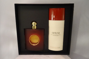 YSL Opium Yves Saint Laurent Perfume Gift Set 3 oz EDT & 6.6 oz Body Moisturizer
