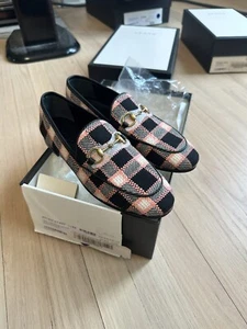 Gucci Jodaan Horsebit Loafer Flat Multicolor Plaid Check Tweed - Picture 1 of 5