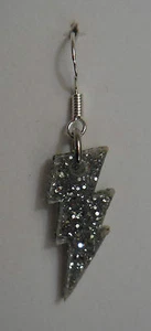 Lightning crashes! earrings sparkle glitter rock punk black silver aqua pink - Bild 1 von 5