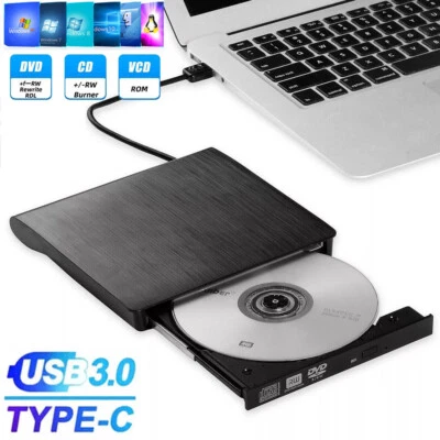Slim External CD DVD RW Drive USB 3.0 Writer Burner Player Black For Laptop PC - Image 1 of 4