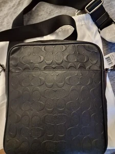 Coach Men's Signature Leather Metropolitan Flight Bag Neu Umhängetasche schwarz - Bild 1 von 17