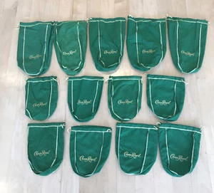 Lot of 13 CROWN ROYAL Apple Green Drawstring Bags Gold Lettering (8) 9" & (5)13" - Picture 1 of 4