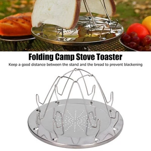 Folding Camp Stove Toaster Stainless Steel Camping Toaster Rack Holder for BBQ - Picture 1 of 12