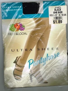 Fruit of the Loom Black Ultra Sheer Size 95 - 160 lbs 5' - 5'8'' Pantyhose - Picture 1 of 2