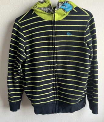 Moletom com capuz bordado listrado verde preto médio Tony Hawk Youth skate - Imagem 1 de 4