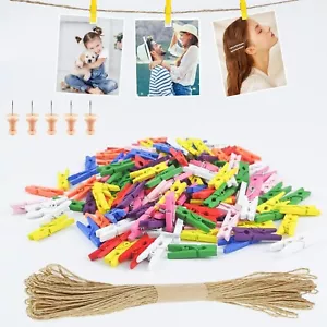 150 x Mini Wooden Pegs 25mm Wedding Small Tiny Craft Clips for Cards and Photos - Picture 1 of 7