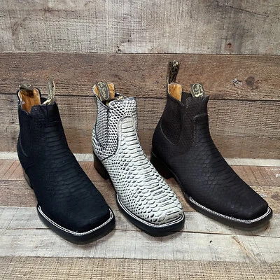 Botín vaquero occidental para hombre punta cuadrada de pitón estampado botín vaquero 715 Foto 1 de 4