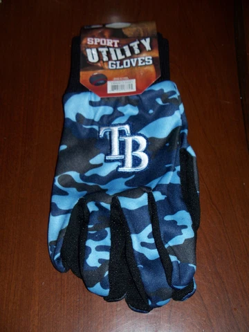 Tampa Bay Rays Camouflage Work/Utility Gloves NWT Lt Blue/Dk Blue/Black Cover
