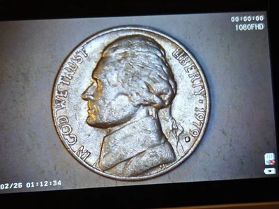 1979 D JEFFERSON NICKEL ERROR: Filled Mint Mark/Rim Cud/ Letters On Rim/DDO - Image 1 of 4