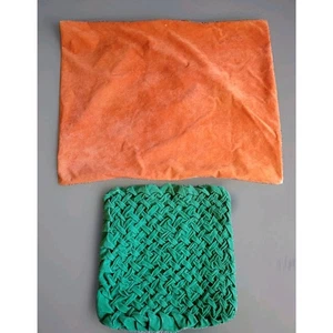 Vintage 60s 70s Throw Pillow Covers Velvet & Corduroy Orange Green - Bild 1 von 8