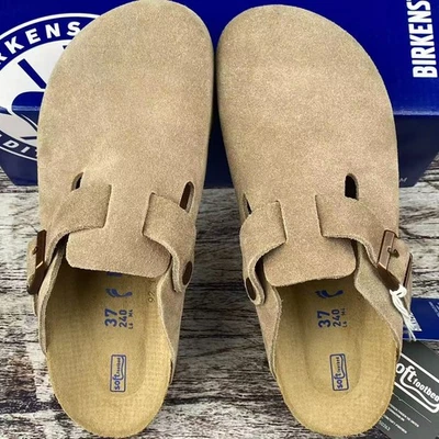 Birkenstock Boston Taupe Suede Leather Soft Footbed Unisex Shoes Size 37-45 - Image 1 of 4
