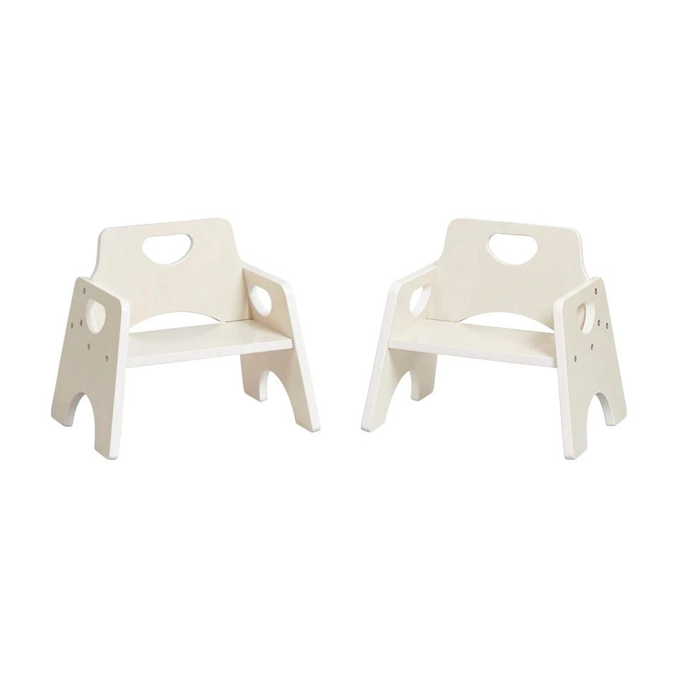 Stackable Wooden Toddler Chair, 6in, Kids Furniture, White Wash, 2-Pack - Image 1 of 1