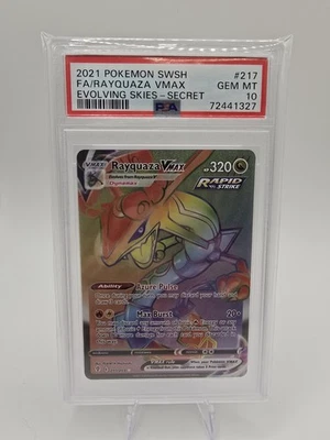 2021 POKEMON SWSH FA/RAYQUAZA VMAX EVOLVING SKIES-SECRET #217 PSA GEM MT 10 - Image 1 of 2