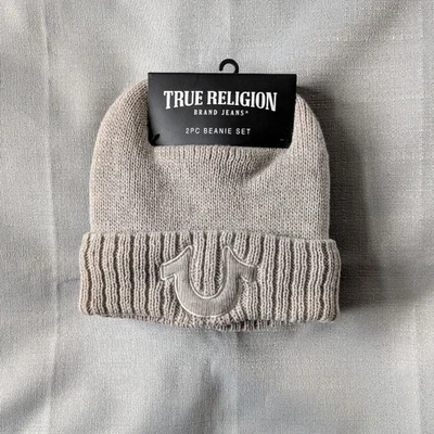 Gorros True Religion de dos piezas de punto crema y marrón ¡NUEVOS! Foto 1 de 3