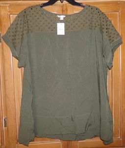 Neu mit Etikett Cato DAMENGRÖSSE 22/24 W 3X GRÜN KURZ DOLMANÄRMEL ÖSEN SCHULTERN OBERTEIL - Bild 1 von 2